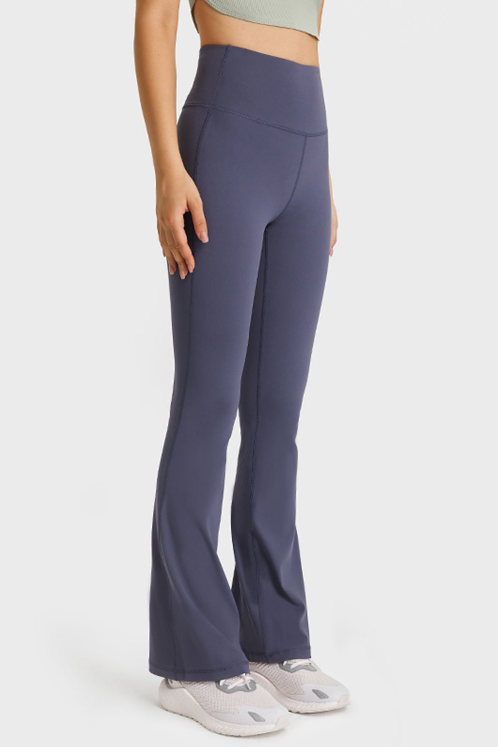 Studio shot of Zanneft Millennia flare yoga pants – high stretch activewear for women.