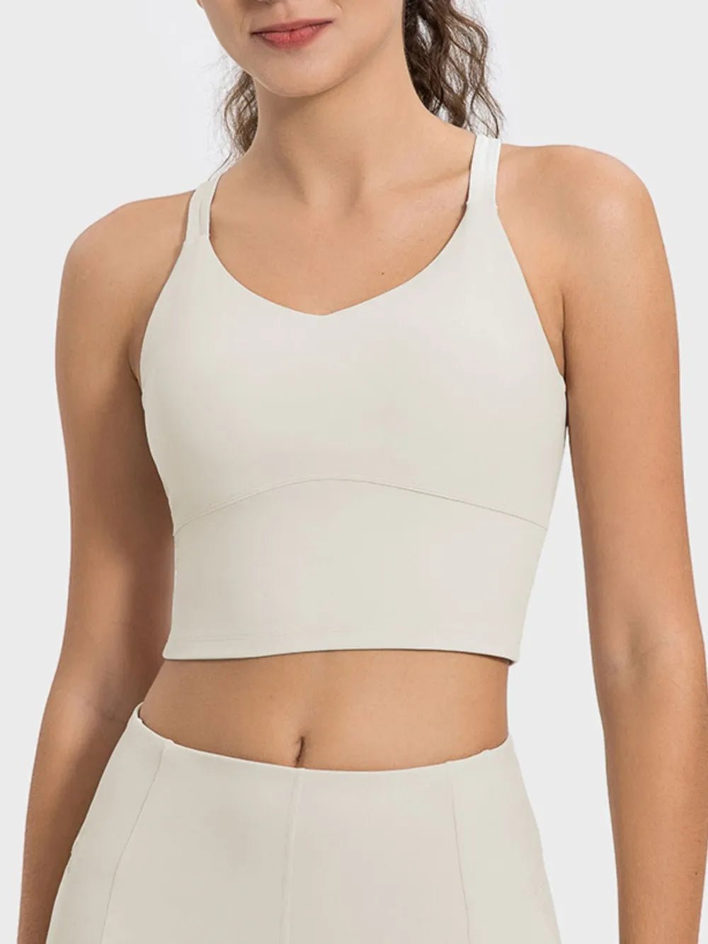Zanneft Millennia crisscross active tank top – sculpt fit round neck workout shirt for women.