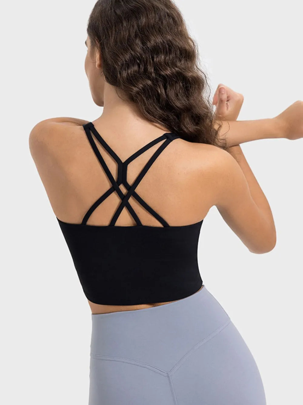 Zanneft Millennia crisscross active tank top – sculpt fit round neck workout shirt for women.